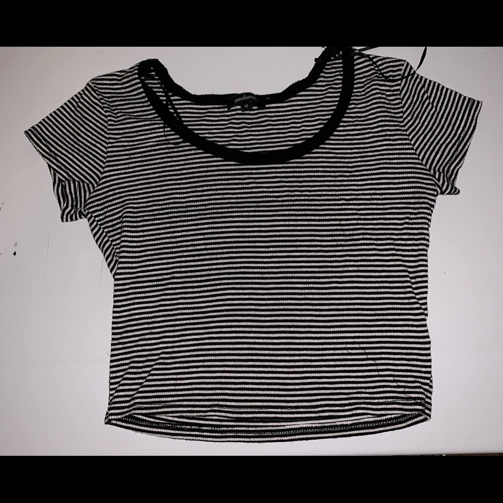 Black & White Striped Crop Top